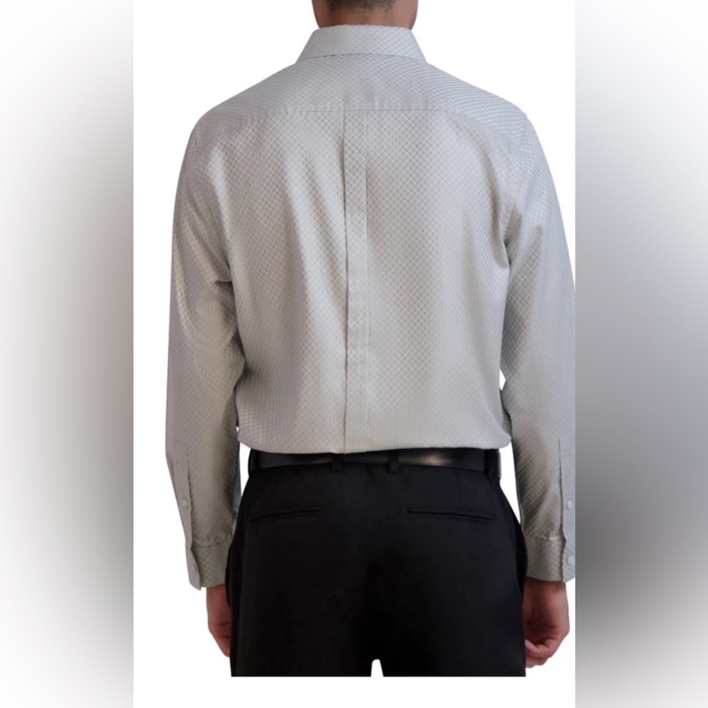 KARL LAGERFELD PARIS DRESS FORMAL SHIRT SLIM-FIT DOBBY GRAY COLOR SIZE MEDIUM - Picture 9 of 9